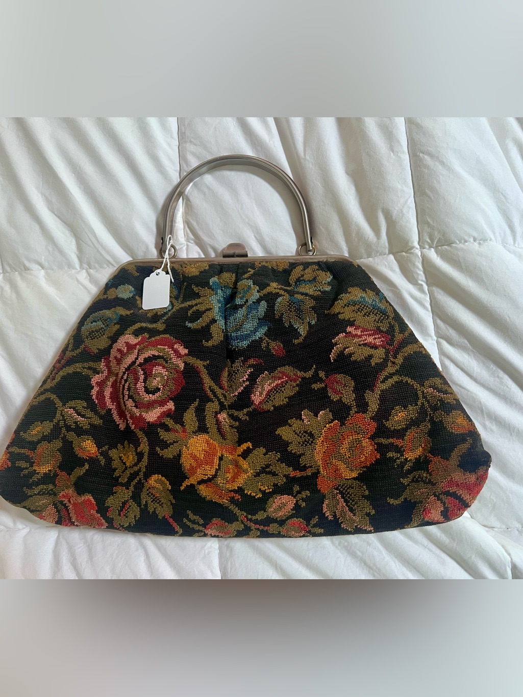 Vintage Floral Tapestry Satchel